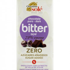 Ciocolata Neagra 72% Cacao cu Acai Indulcita cu Stevie 100 grame Chocolates Sole