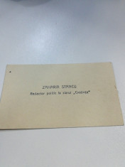 Cartea de vizita a scriitorului Zaharia Stancu foto