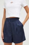 Abercrombie &amp; Fitch pantaloni scurti femei, culoarea albastru marin, neted, high waist