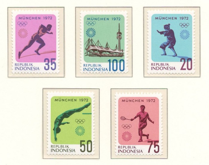 Indonezia 1972 Mi 711/15 MNH - Jocurile Olimpice vara, Munchen