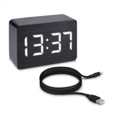 Ceas digital din lemn cu alarma, umiditate, temperatura, 38879
