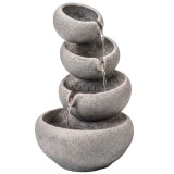Outsunny F&acirc;nt&acirc;nă de exterior din rășină, 4 niveluri, cu iluminare LED, aspect piatră 35 x 32 x 50 cm | Aosom Romania