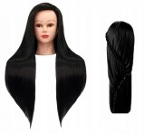 Cap de antrenament Iza 80 cm negru, par termic + m&acirc;ner, perie de coafura pentru pieptănat, cap de ex