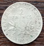 (A1043) MONEDA DIN ARGINT FRANTA - 2 FRANCS 1899, SEMANATOAREA