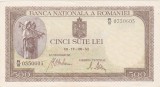 Bancnotă Rom&acirc;nia 500 Lei 1942 BNR, Castelul Peleș, seria R/10