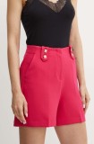 Morgan pantaloni scurti SHESK.F femei, culoarea roz, neted, high waist, SHESK.F