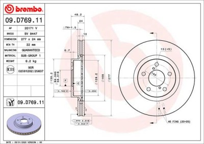 BREMBO 09.D769.11 PRIME LINE - UV Coated Disc frana foto