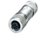 Conector M12 cu 4 pini, IP67, nichelat și aurit, 48V