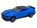 Macheta Chevrolet Camaro albatru 1:36 replica metal lumini si sunete, usi capota si portbagaj deschise