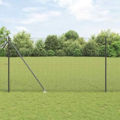 vidaXL Gard cu Fir Sudat cu 13 St&acirc;lpi cu Spike Gri 1.5x25 m Oțel