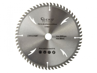 Disc pentu lemn 230x22x60T, Geko G78061 foto