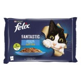 Cumpara ieftin Felix Fantastic Multipack, Somon si Platica, 4 x 85 g, Purina