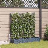 VidaXL Jardiniere grădină cu spalier 3 buc. gri deschis 120x40x125,5cm