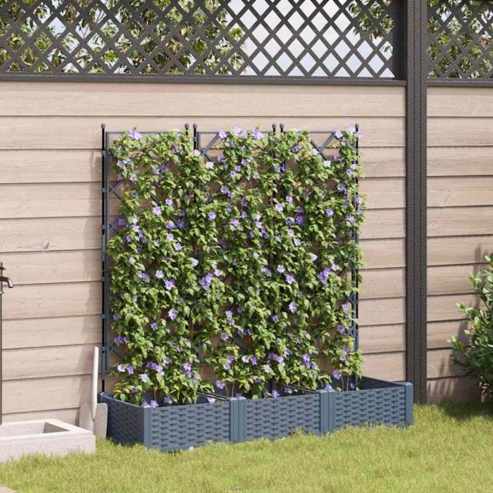Ghiveci de gradina cu trellis 3 pcs Gri deschis