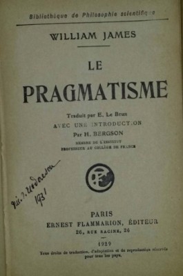 Pragmatismul / William James in franceza cotor in piele foto