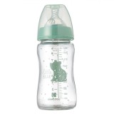 Biberon Sticlă Kikka Boo, Ursuleț, Tetină Silicon, Verde Menta, Capacitate 260ml, Oem