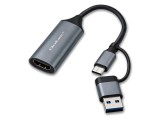 Adaptor HDMI și USB C QOLTEC 53789, mufă USB A și USB C, PVC