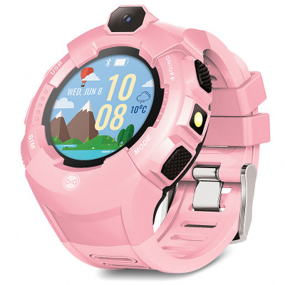 Ceas Smartwatch Forever Kids Care Me KW-400, Localizare GPS / LBS / Wi-Fi, Roz foto