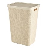 Cos rufe, Curver, 2 manere, capac, bej, 58 L, 43x34x60 cm