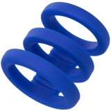 Calexotics-Inel Triplu pentru Penis Albastru-Silicon