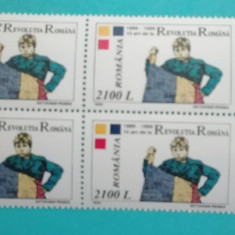 TIMBRE ROMANIA LP1500/1999 10 ani de la Revolutia Romana -BLOC 4 timbre MNH
