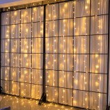Instalatie craciun, tip perdea, 2 m x 1 m, 120 led-uri, alb cald, ip44, 31v, telecomanda, 8 jocuri de lumini, interconectabila, prelungitor 5 m inclus, Flippy