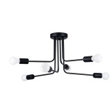 Candelabru Norah Negru Oțel 6 Becuri Neregulate Modern De Interior