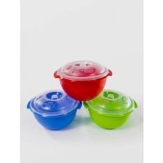 Castron cu capac, 2,5 Litri, cu model, din plastic, Sterk, diverse culori
