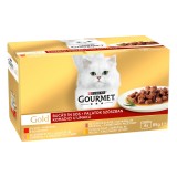 Cumpara ieftin GOURMET GOLD cu Vita, Curcan si Rata, Somon si Pui, Pui si Ficat, 4 x 85 g