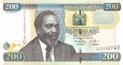 KENYA █ bancnota █ 200 Shillings █ 2010 █ P-49e █ UNC █ necirculata foto