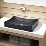 Cumpara ieftin Chiuvetă de baie din ceramică, dreptunghiulară, negru, vidaXL