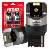 Becuri auto LED Full Canbus W21W 7440 2SMD alb 6000K 12/24V W16W pentru lumini de pozitie, semnalizari laterale si iluminare interior AMiO