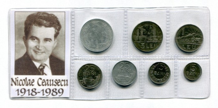 t742 ROMANIA RSR SET MONEDE INFOLIATE NICOLAE CEAUSESCU