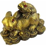Statueta Feng Shui Iepure cu broasca raioasa pe monede 4,5 cm, model Q37