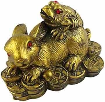 Statueta Feng Shui Iepure cu broasca raioasa pe monede 4,5 cm, model Q37 foto
