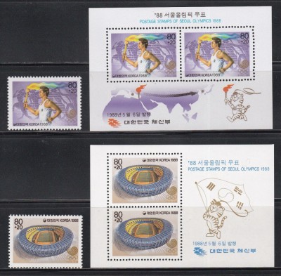 Coreea de Sud 1988 - Jocurile Olimpice - Seul, Serie + 2 Colite, MNH foto