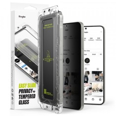Folie de protectie Ecran Privacy Ringke Easy Slide pentru Samsung Galaxy S25 S931 / S24 S921, Sticla Securizata, Full Glue, Set 2 bucati foto