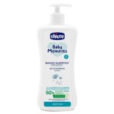Gel de dus si sampon 2 in 1 fara lacrimi Baby Moments Baby Skin 0 luni +, 750ml, Chicco