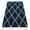 Covor UNION 3488 marocani Trellis albastru si cremă Franjuri shaggy pletos, 120x170 cm
