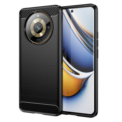 Husa pentru Realme 11 Pro / 11 Pro+, Techsuit Carbon Silicone, Black foto