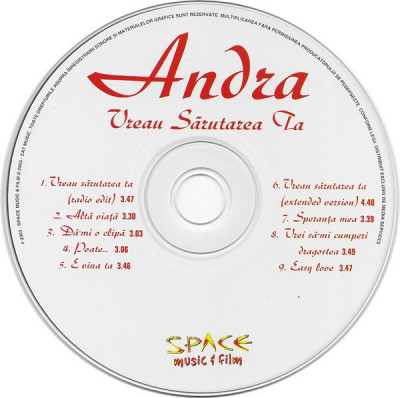CD Andra &amp;lrm;&amp;ndash; Vreau Sarutarea Ta, original, fără copertă foto