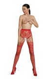 Ciorapi Passion Eco S004 S/M Rosu, colectia Eco, cu jartiere, material 83% nailon 17% elastan