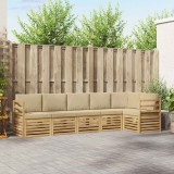 vidaXL Set de canapele de exterior 6 pcs Alb și Bej 3391898