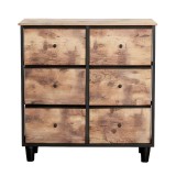 Comoda 6 Sertare Textile / 80x30x73cm - Vintage/negru