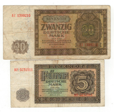 Bancnote de colectie - 5 , 20 Marci RDG 1948 foto