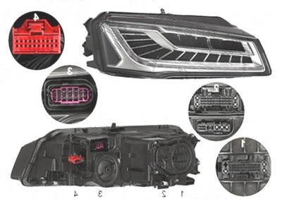 Far Audi A8 (D4/4f), 11.2013-, fata, Dreapta, cu lumini pentru curbe; cu high-beam headlights masking function; cu LED daytime running light; LED; el foto
