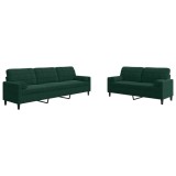 Cumpara ieftin Set canapele cu perne/rulouri, 2 piese, verde inchis, catifea