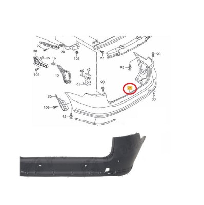 Bara spate VW Passat (B7 (36)), 11.2010-, Model Comfortline, Combi, cu gauri pentru Senzori de parcare (PDC); grunduit, Aftermarket foto