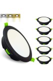 Spoturi LED &icirc;ngropate dimabile 7W 600LM ultra plate IP44 28mm pentru tavan, pachet de 6 &ndash; Negru