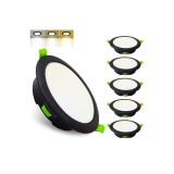 Spoturi LED &icirc;ngropate dimabile 7W 600LM ultra plate IP44 28mm pentru tavan, pachet de 6 &ndash; Negru